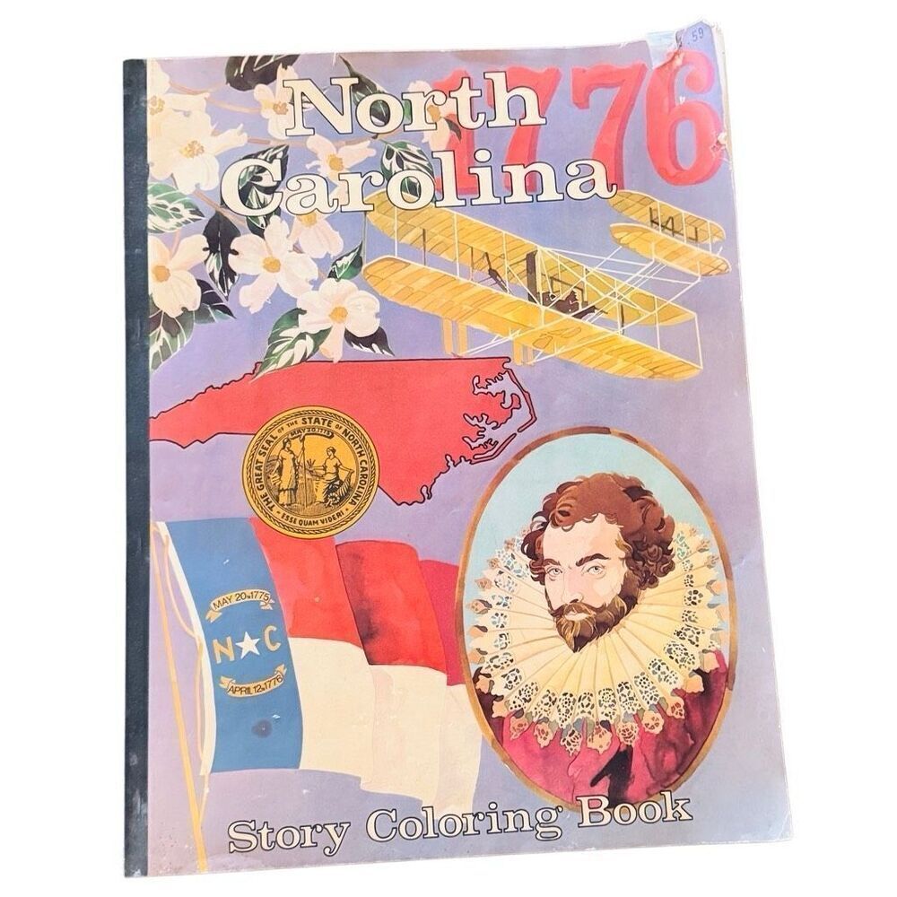 Giant 22” North Carolina History Bicentennial Story Book Coloring 1776-1976